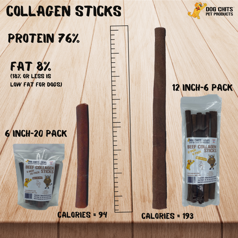 All Natural Collagen Sticks, 12 Inch, 6 Pack