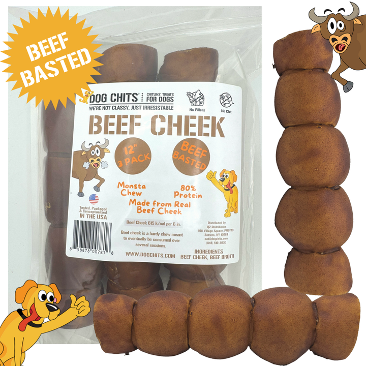 Beef Cheek Rolls Beef Basted, 12 Inch 3 Pack