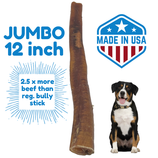 Bully Stick JUMBO 12 Inch 1 Pack Zero Odor Made in USA with USA Beef