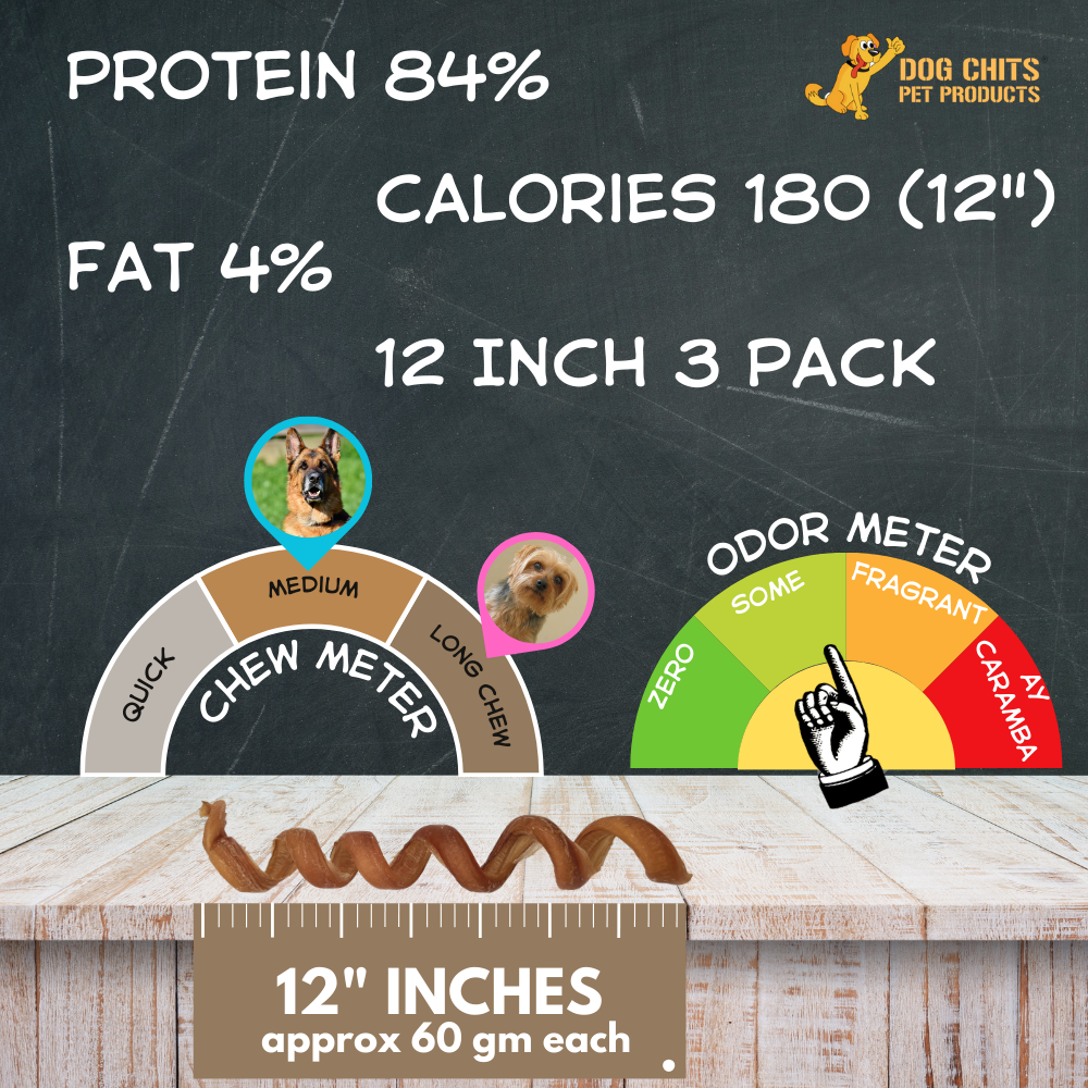 Curly Bully Sticks, 12 Inch, 3 Pack