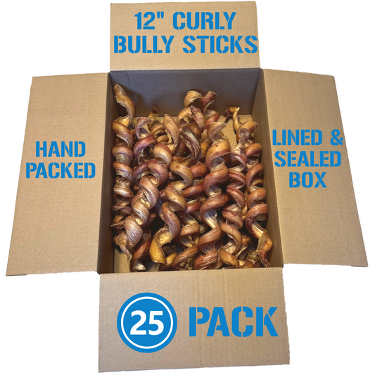 Curly Bully Sticks 12 Inch 25 Pack