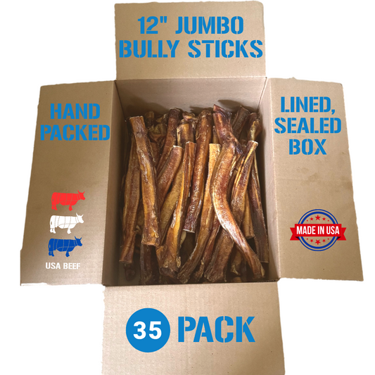 Bully Stick JUMBO 12 Inch 35 Pack Zero Odor Made in USA