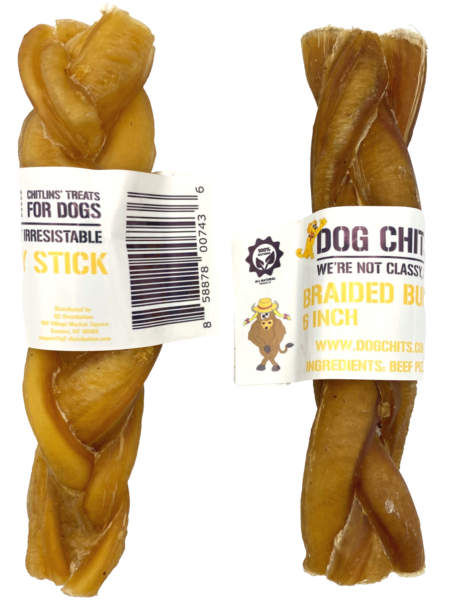 Braided Bully Sticks, 6" 40 Pack, Open Top Bin Box (WHOLESALE ONLY)