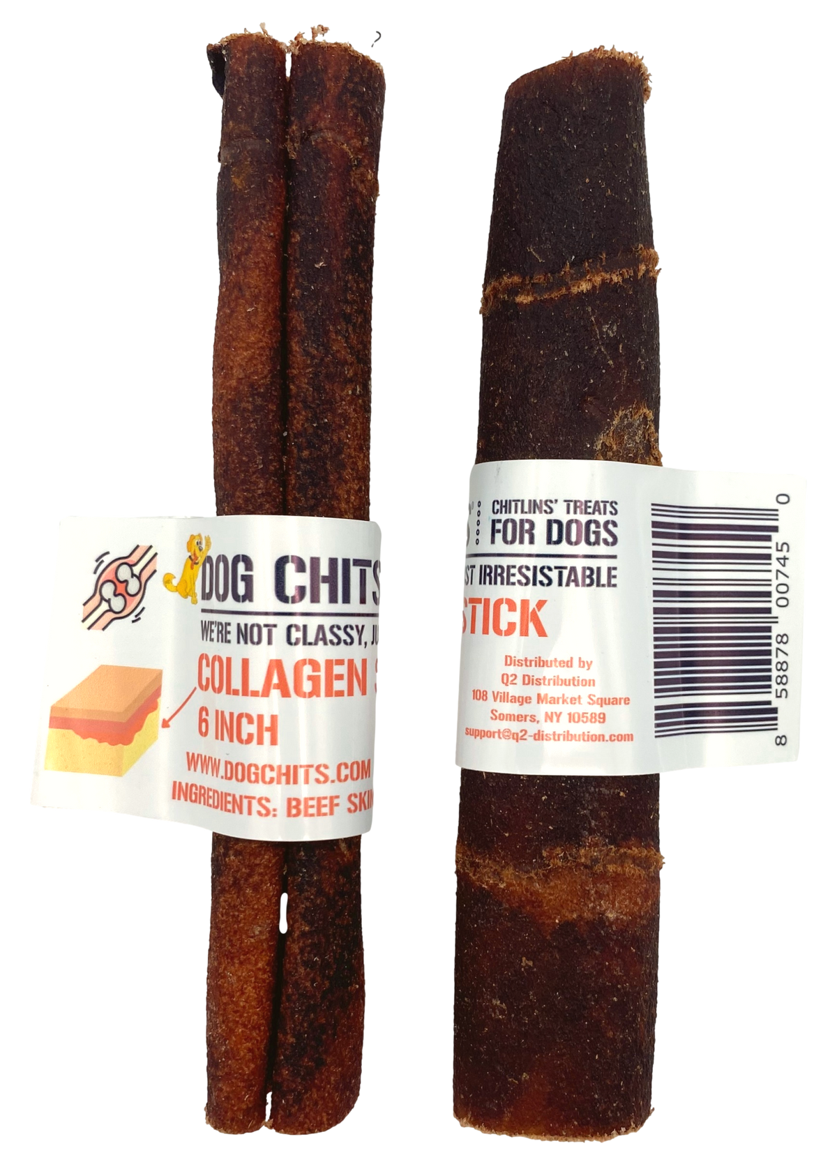 Beef Collagen Sticks, 6" 50 Pack, Open Top Bin Box (WHOLESALE ONLY)