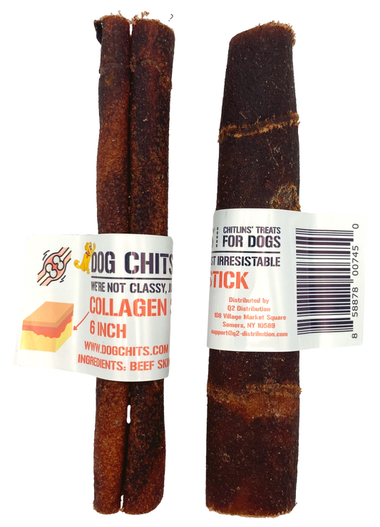 Beef Collagen Sticks, 6" 50 Pack, Open Top Bin Box (WHOLESALE ONLY)