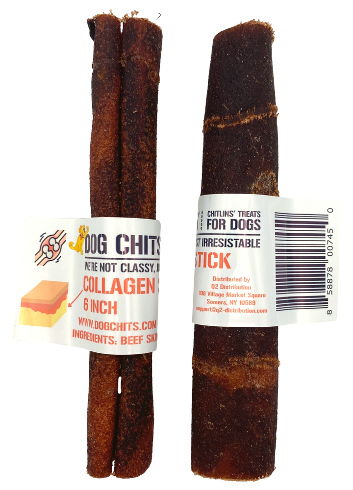 Beef Collagen Sticks, 6" 50 Pack, Open Top Bin Box (WHOLESALE ONLY)