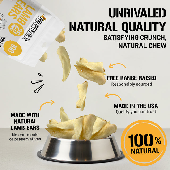 Lamb Ears for Dogs, Large - 15 Pack