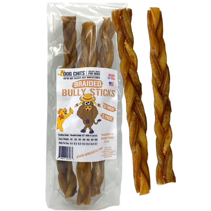Braided Bully Sticks, 12 Inch, 3 Pack