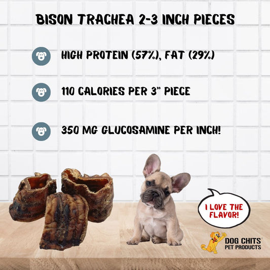 Bison Trachea Dog Treats, 2-3 Inch Pieces, 8 oz.