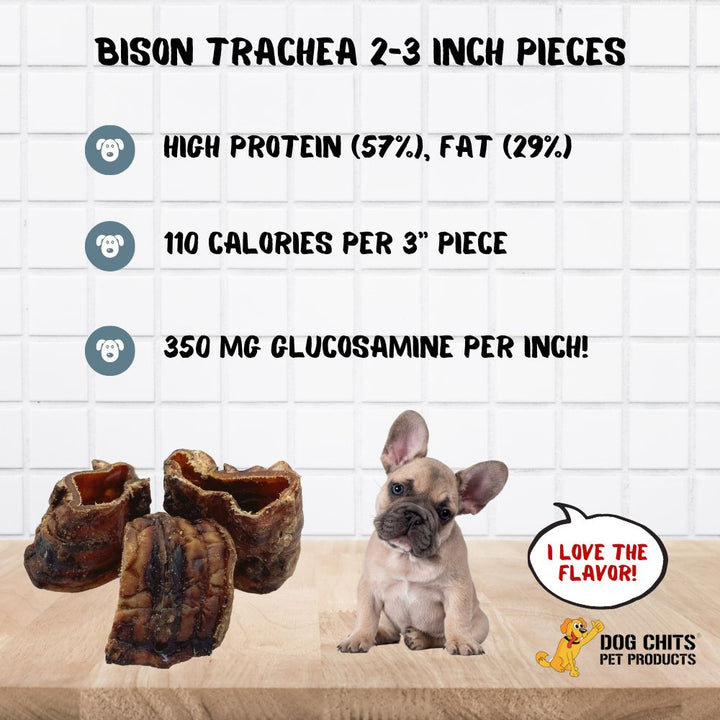 Bison Trachea Dog Treats, 2-3 Inch Pieces, 8 oz.