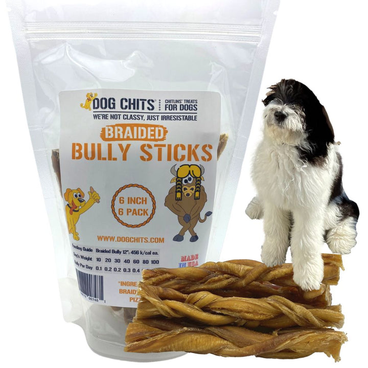 Braided Bully Sticks, 6 Inch, 6 Pack