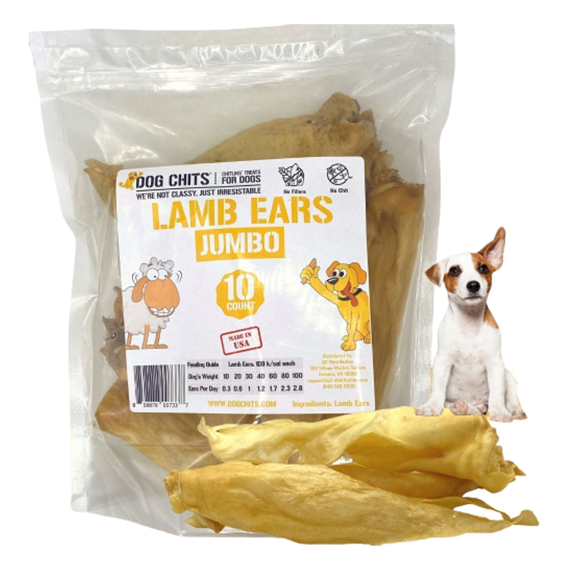 Lamb Ears for Dogs, JUMBO, 10 Pack